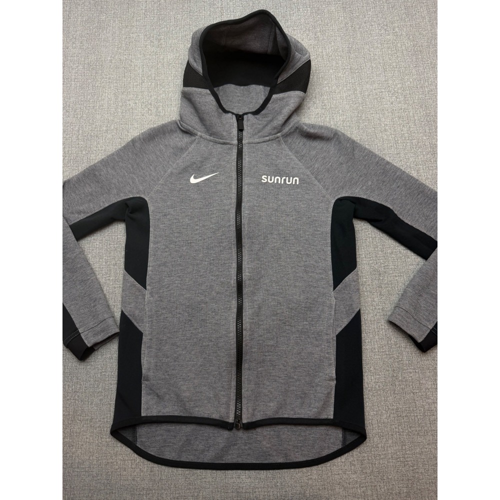 Nike Dri-FIT Youth M Sunrun Full Zip Hoodie Heather Gray Black Jacket CQ5436-032
